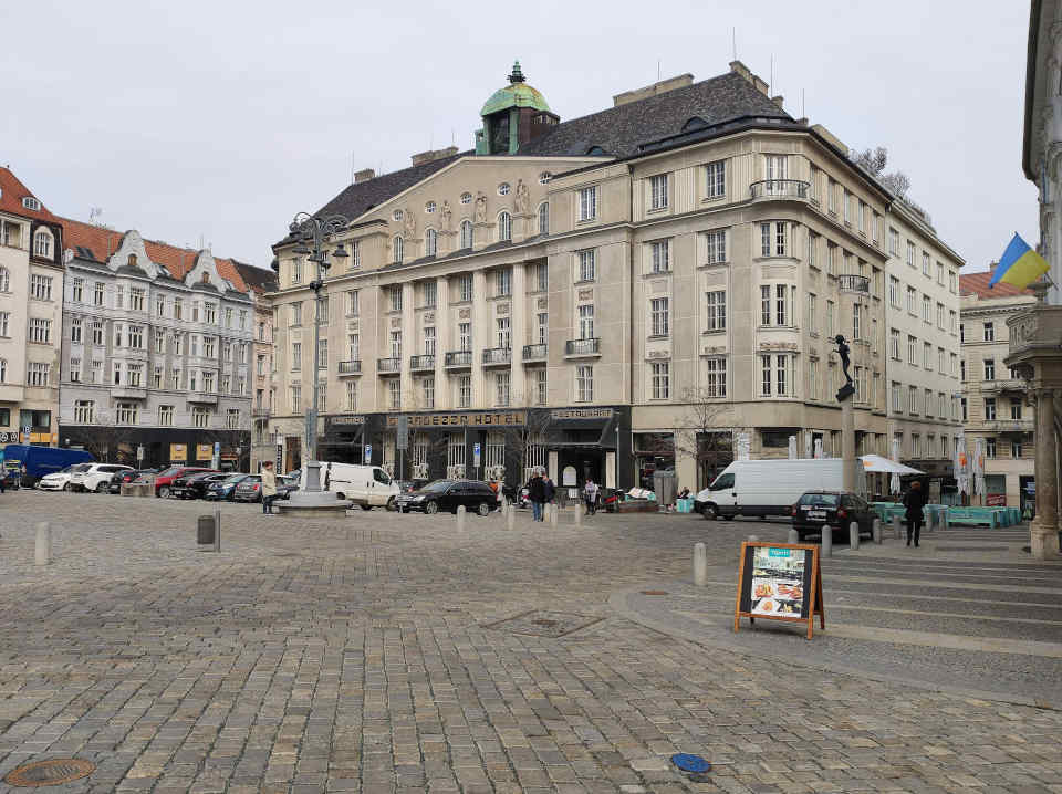 vintage five-story hotel building