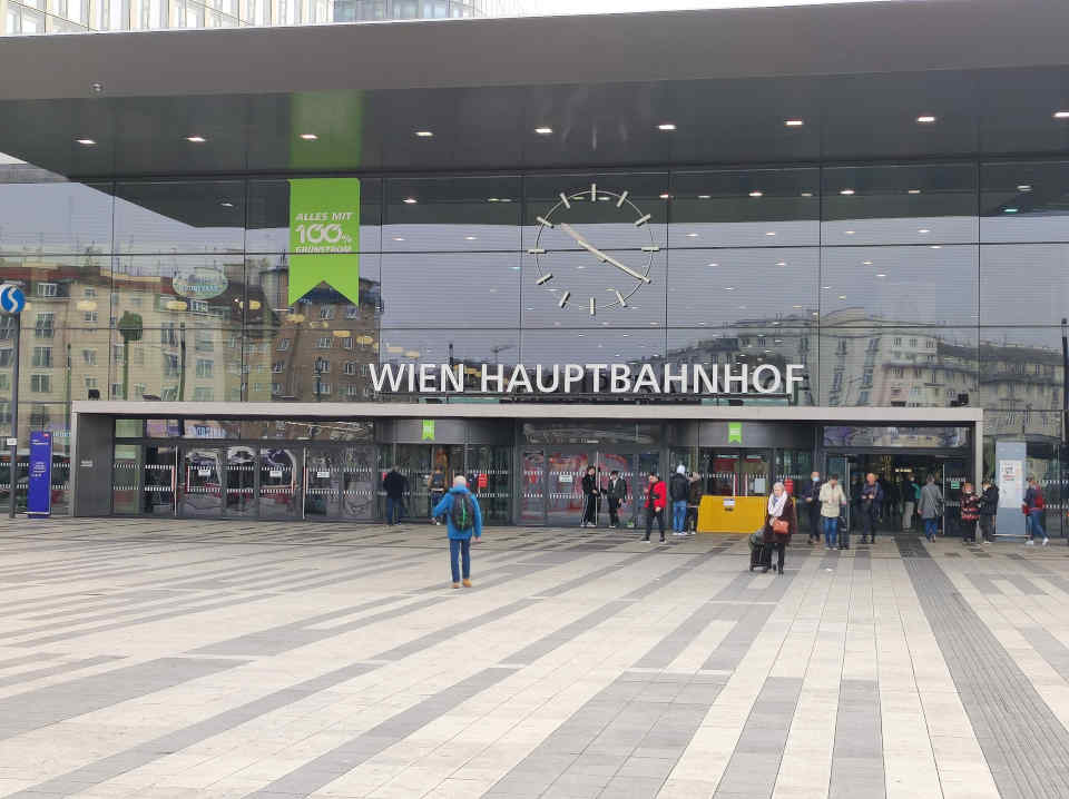 main entrance of modern-style train station